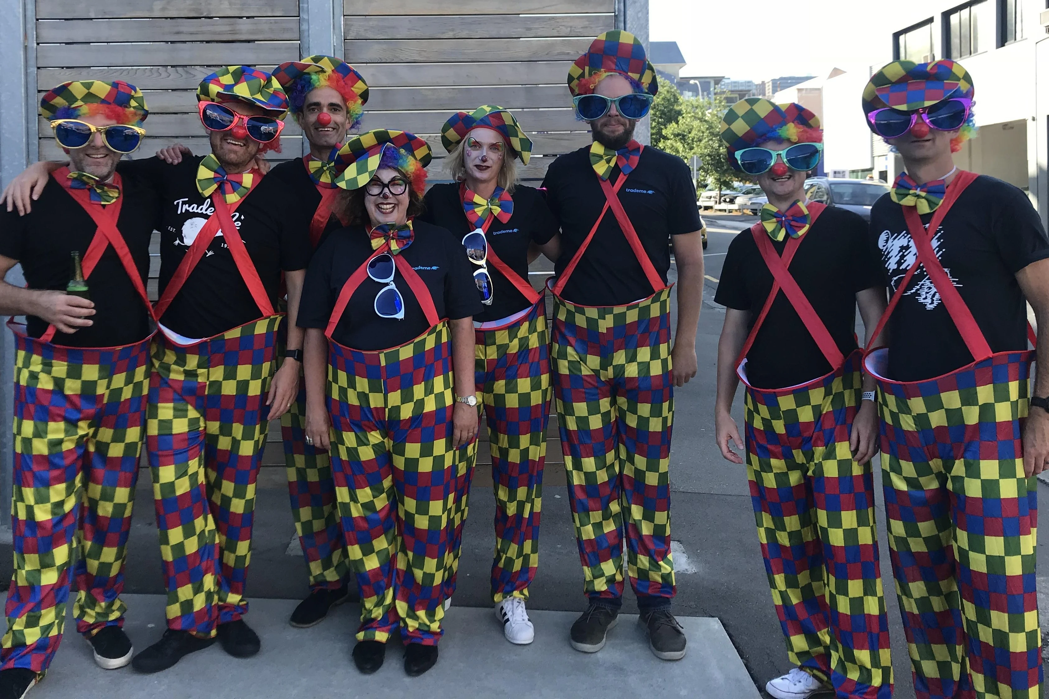 The Trade Me exec dressed as clowns at our annual Christmas party