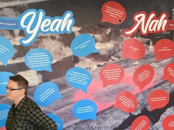 The YeahNah wall at Trade Me